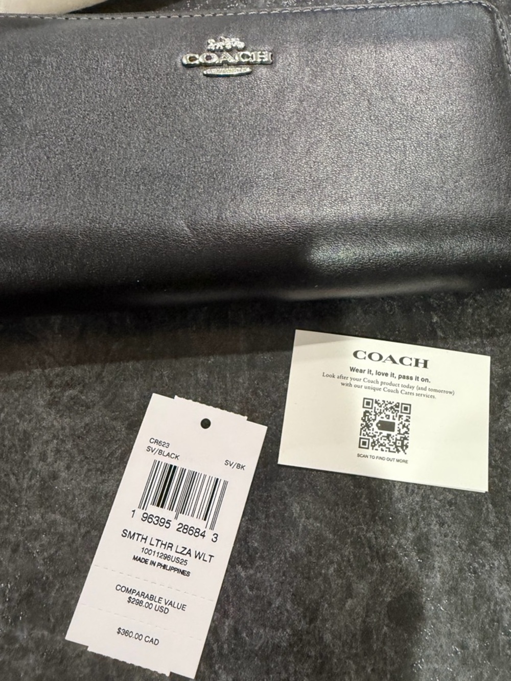 Coach Black Leather Zip-Around Wallet - Picture 8 of 10